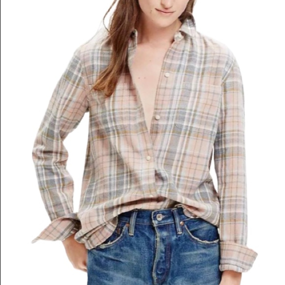 Madewell ex-boyfriend shirt in Camden plaid, S